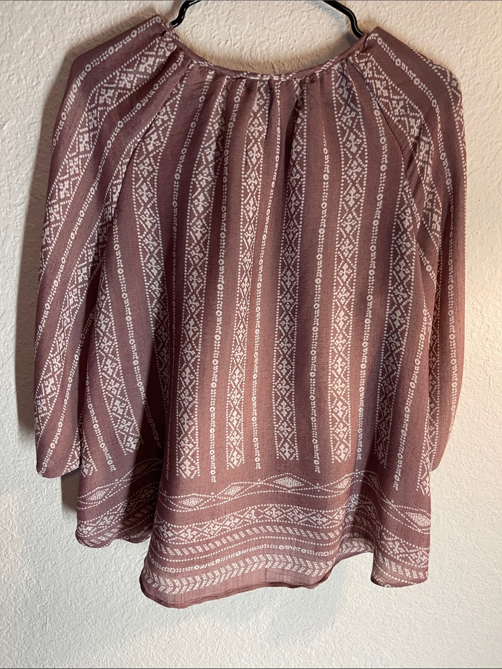 Fred David Mauve Patterned Peasant Blouse Size M - Picture 6 of 6